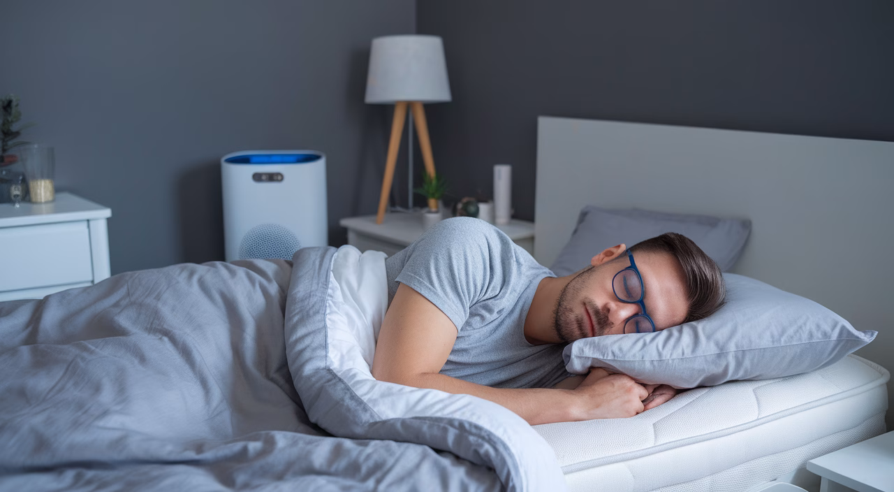 Man sleeping peacefully free of congestion Man sleeping peacefully free of congestion